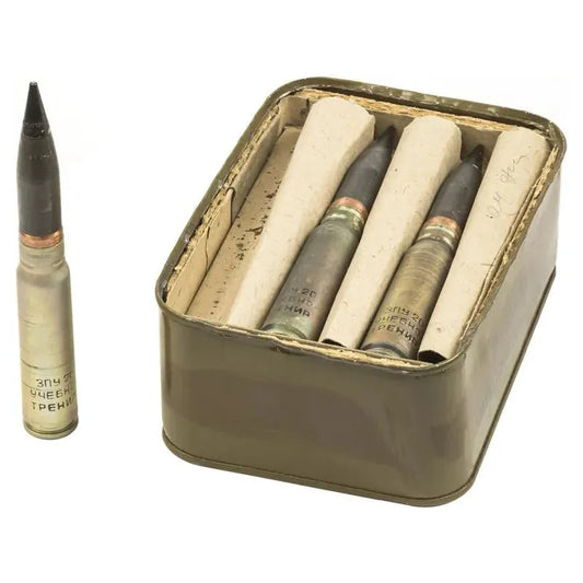 30mm Russian Inert Cannon Ammunition Spam can of 18 Rounds